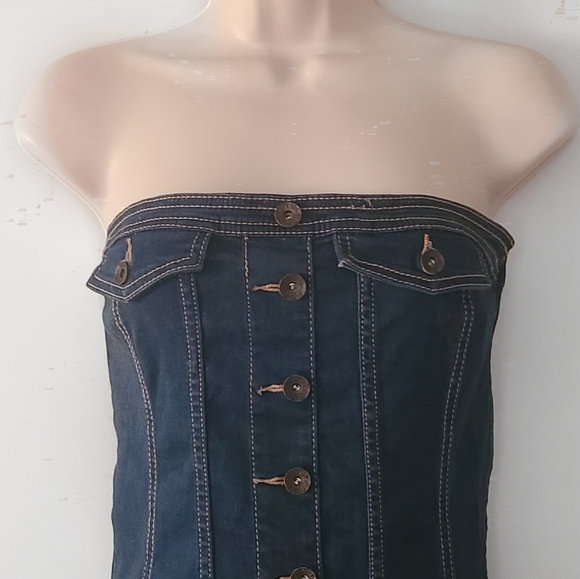 Strapless Denim Dress - Picture 2 of 9